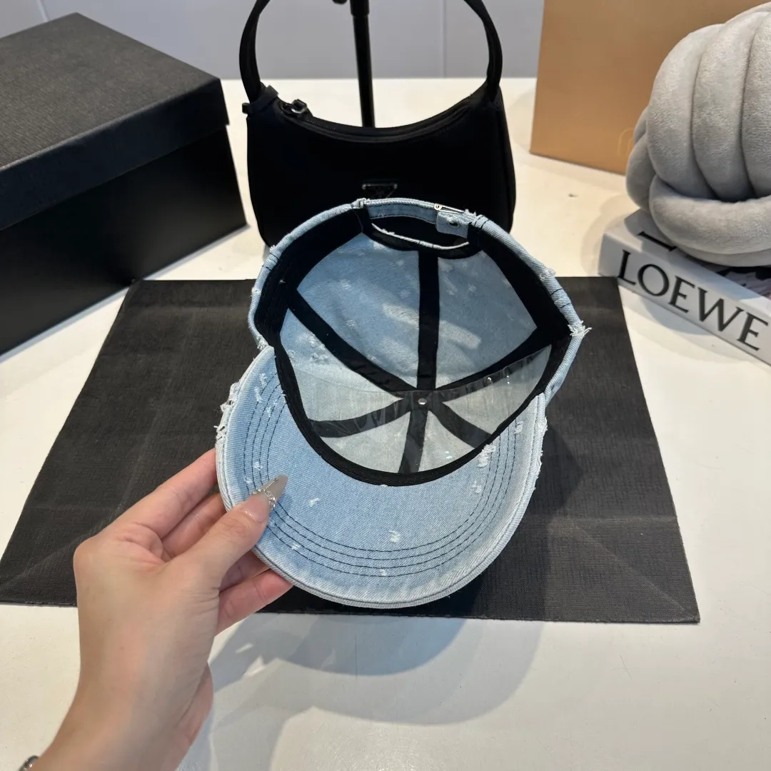 P70 Chrome Hearts 💓Denim ripped early spring Korean style fashion retro distressed ripped hat worn design versatile baseball cap peaked cap